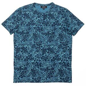 Express Men’s Turquoise Blue Tropical Leaf Print T-Shirt – Size Medium